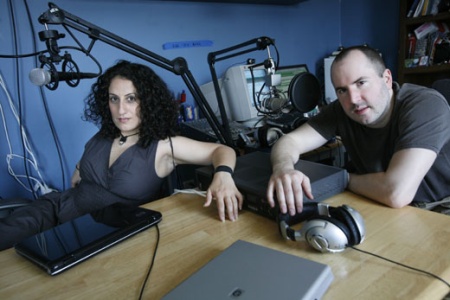 Keith Malley and Chemda in the studio